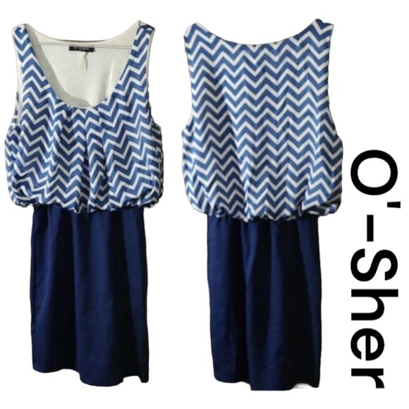 O'-Sher Small Mini Chevron Sheath Dress - Picture 1 of 6